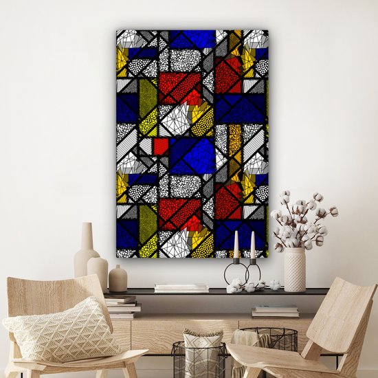 Peintures sur toile Mondrian - Glas - Oude Meesters - 80x120 cm - Décoration murale