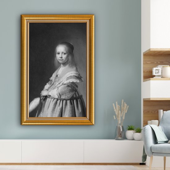 Canvas schilderij 90x140 cm - Wanddecoratie Oude meesters - Kunst - Lijsten - Goud - Muurdecoratie woonkamer - Slaapkamer decoratie - Kamer accessoires - Schilderijen op canvas
