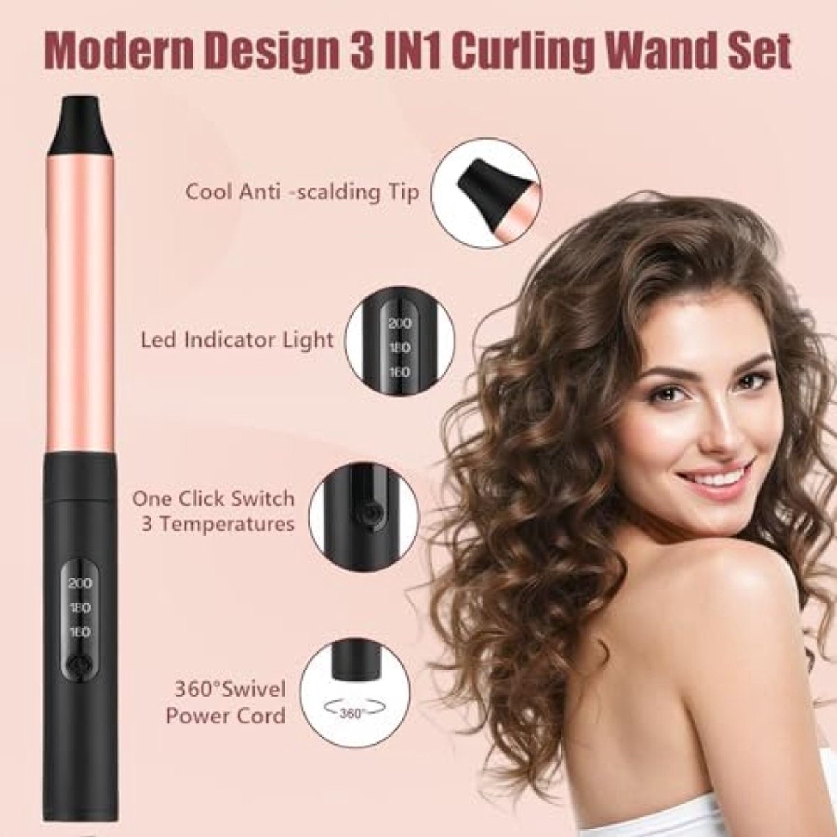 Professionele 6-in-1 Keramische Krultang Set met - afbeelding 3