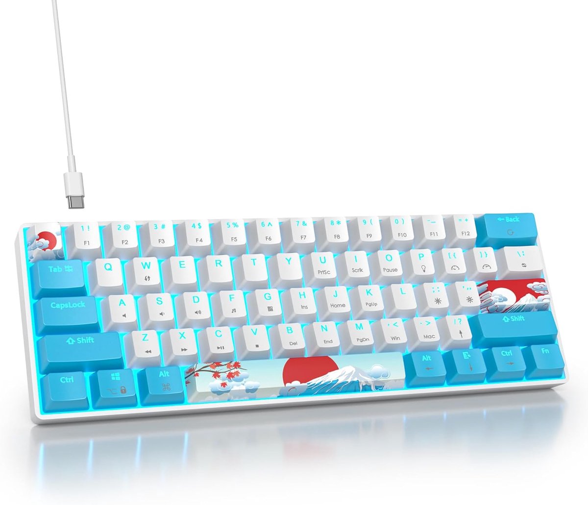 Compact 60% Mechanisch Gaming Toetsenbord met Rode Switches en Blauwe LED-verlichting