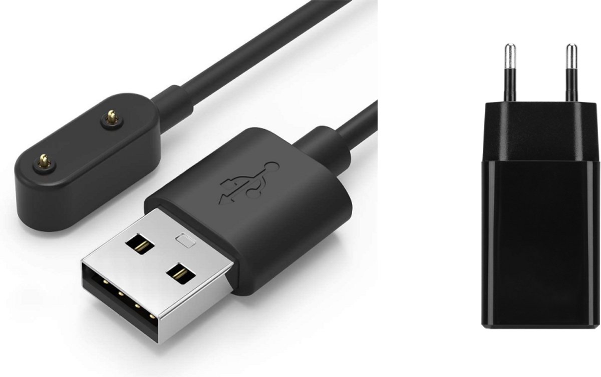 Strap-it USB-A oplader + 5W adapter – geschikt voor Samsung Galaxy Watch Fit 3 – vervangende oplaadkabel & veilige laadadapter (zwart)