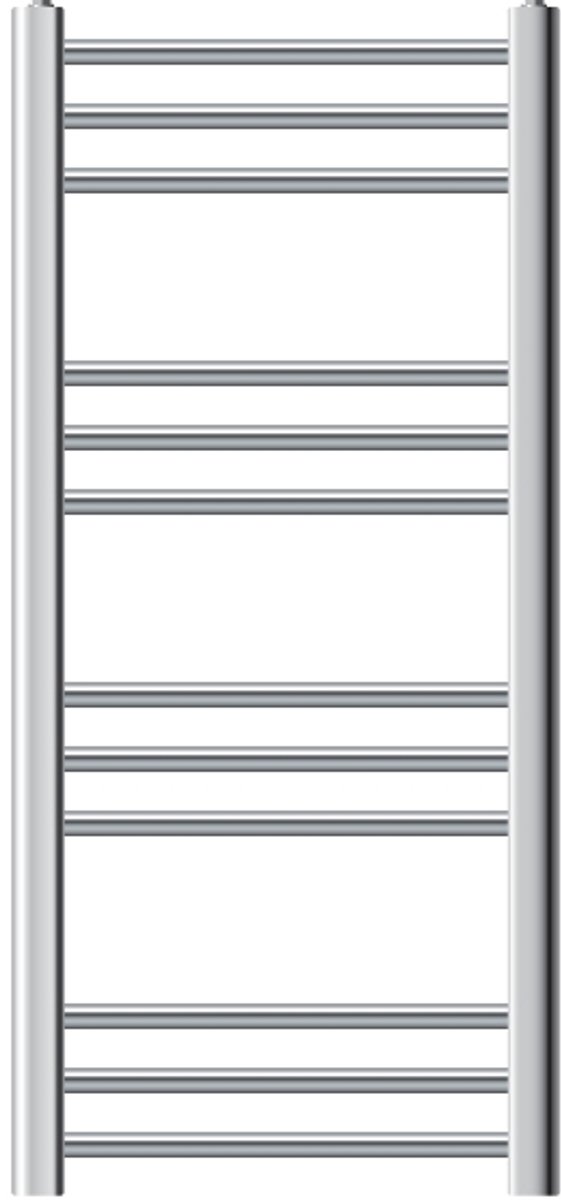Elektrische badkamerradiator met verwarmingselement 300W 400x800 mm Chroom gebogen met zijaansluiting & thermostaat Digitaal display LuxeBath