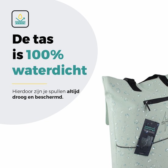 Voltano E-bike City Shopper Enkele Fietstas - Crème - 22 Liter - Laptopvak - 100% Waterdicht van Voltano — afbeelding 4
