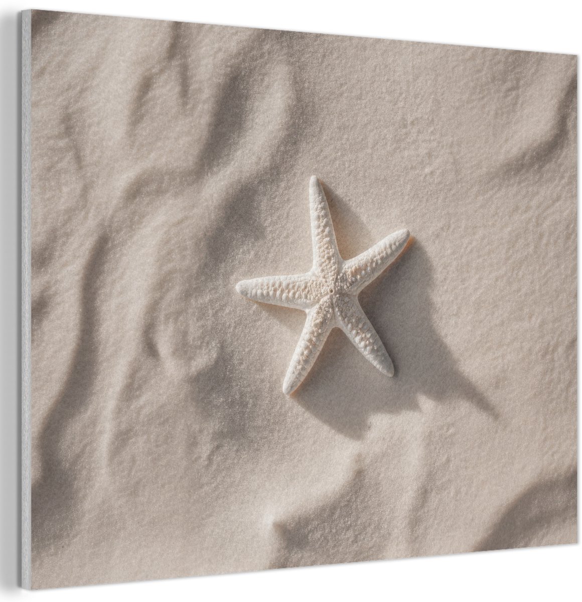Akoestisch wandpaneel 70x50 cm - Vilt schilderij Strand - Zeester - Zand - Beige - Akoestische panelen - Geluidsdempende wanddecoratie - Geluidsisolatie woonkamer - Muurdecoratie geluidspanelen