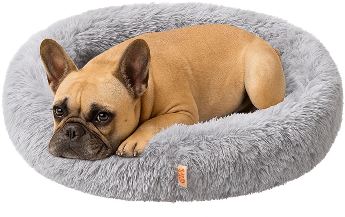 Lizzy & Lola - Fluffy Hondenmand Donut – 80 cm rond – Grijs – Extra Zacht & Wasbaar