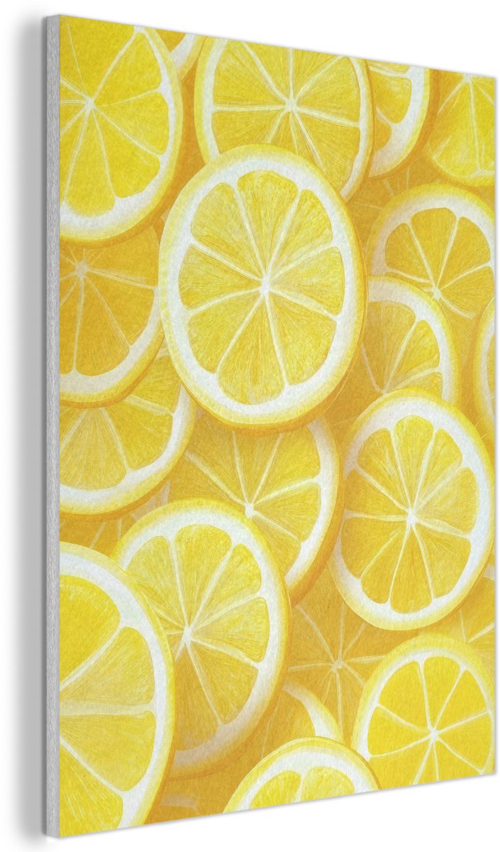 Akoestisch wandpaneel 30x40 cm - Vilt schilderij Citroenen - Geel - Zomers - levendig - Akoestische panelen - Geluidsdempende wanddecoratie - Geluidsisolatie woonkamer - Muurdecoratie geluidspanelen