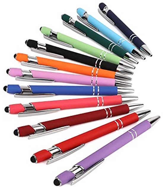 YQ-S025 Balpen Set - 12 stuks - Soft Touch met Stylus - Zwart — afbeelding 2
