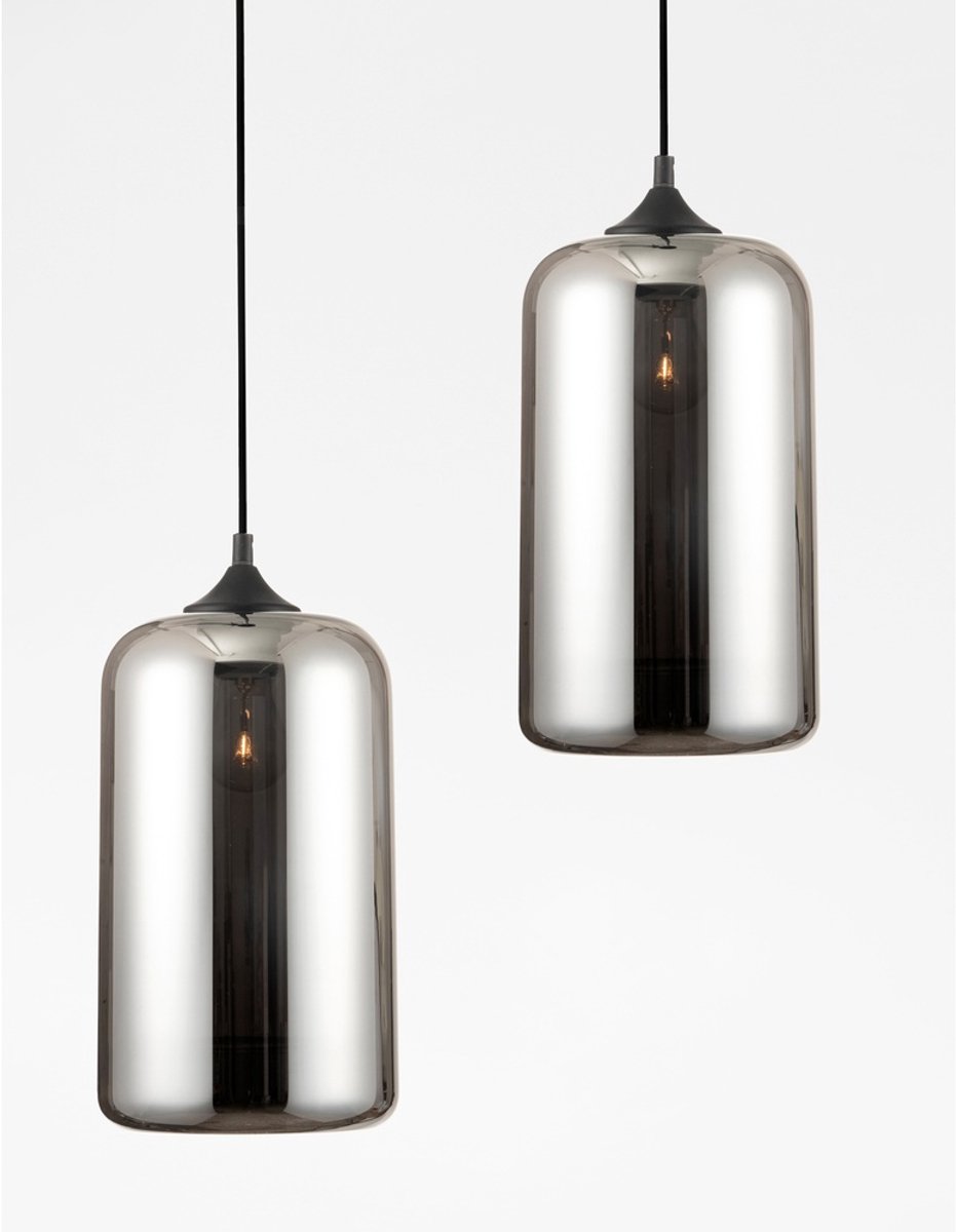 Hanglamp EEF smoke Artdelight Preston - 8x E27 - rookglas smoke zwart glas - 130cm