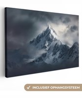 Canvas schilderij 120x80 cm - Wanddecoratie Sneeuw - Berg - Wolken - Muurdecoratie woonkamer - Slaapkamer decoratie - Kamer accessoires - Schilderijen op canvas