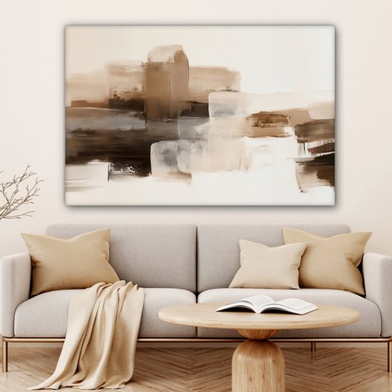 Peinture sur toile 120x80 cm - Décoration murale Coups de pinceau - Paysage abstrait - Paix - Décoration murale salon - Décoration chambre - Accessoires chambre - Peintures sur toile