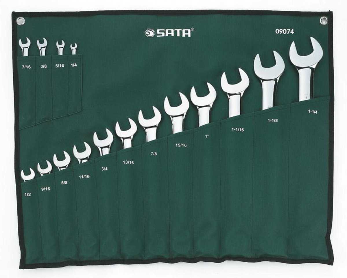 SATA Set 16 Inch Platte-Ringsleutels in Tas - 09074