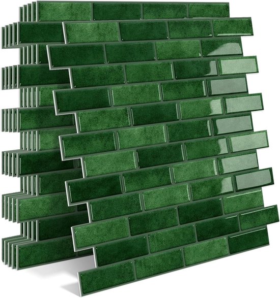 Allecto Plus - Groene zelfklevende 3D-wandtegels voor keuken en