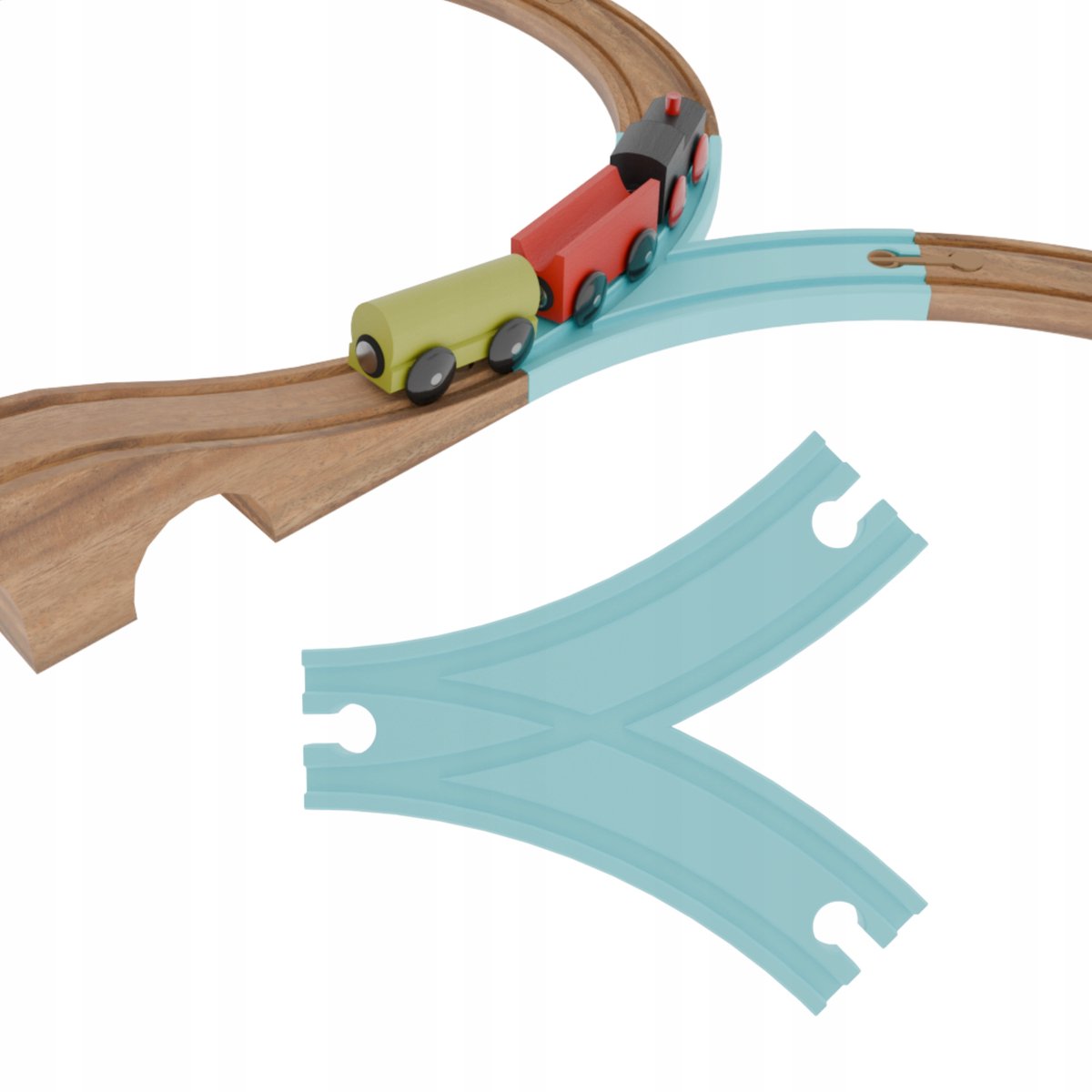 Houten Treinbaan Wisselstuk - Uitbreiding voor Houten Spoorbanen