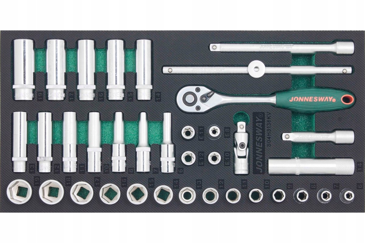 Jonnesway 36-delige 3/8" doppenset in EVA-inleg
