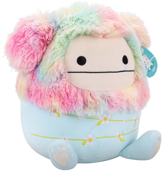 Squishmallows - Medium Plush 30cm Zozo - Rainbow And Blue Bigfoot Wrapped W/Flower Stems
