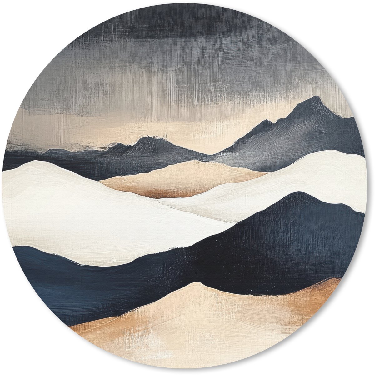 Muismat rond 20x20 cm - Mousepad Bergen - Donkerblauw - Landschap - Ronde muismatten