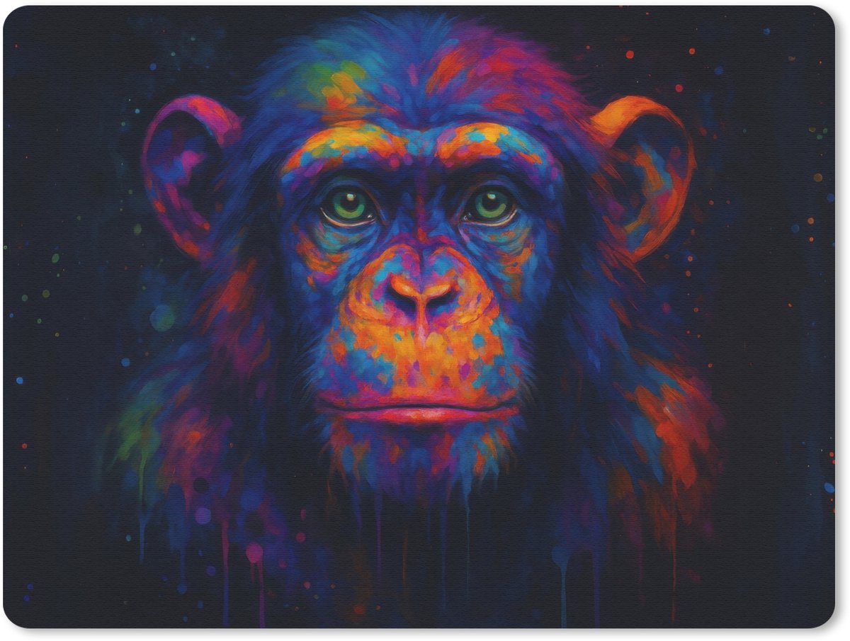 Muismat 23x19 cm - Mousepad Kleurrijk - Aap - Abstract - Muismatten