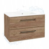 STAMAR - Meuble de salle de bain mural avec vasque 80 - Salle de bain - Zwart