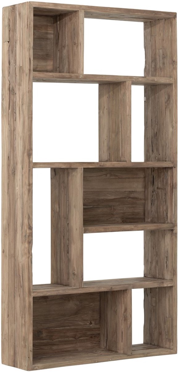 Must Living Bookrack Gallery, 9 open racks,195x100x30 cm, extreme rustic teakwood Bruin