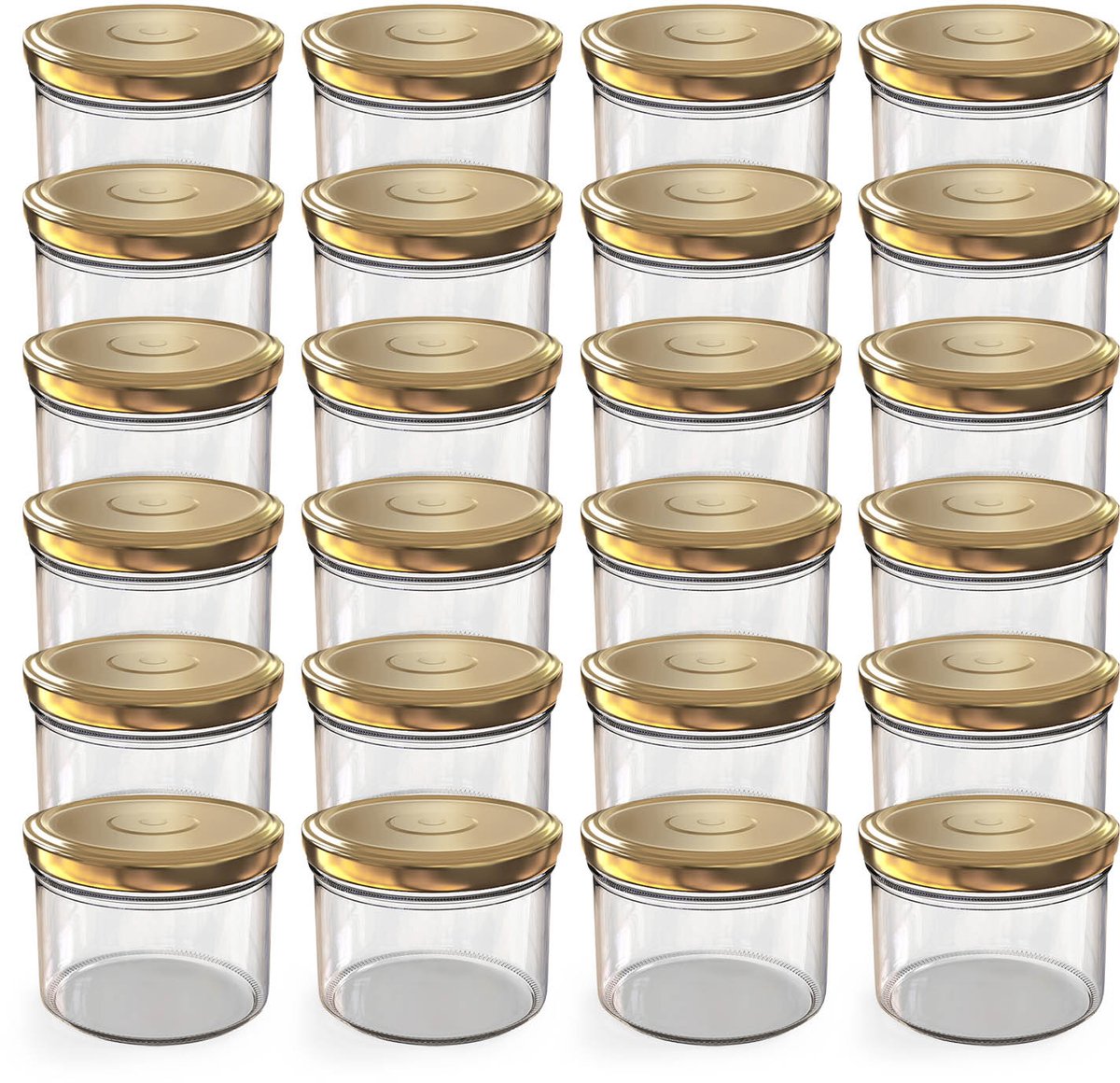 Oputec 24x 230ml inmaakpotten / voorraadpotten TO Ø 82 mm– glazen jampotten – metalen schroefdeksel goud – conservenpotten