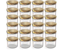Oputec 24x 230ml inmaakpotten / voorraadpotten TO Ø 82 mm– glazen jampotten – metalen schroefdeksel goud – conservenpotten