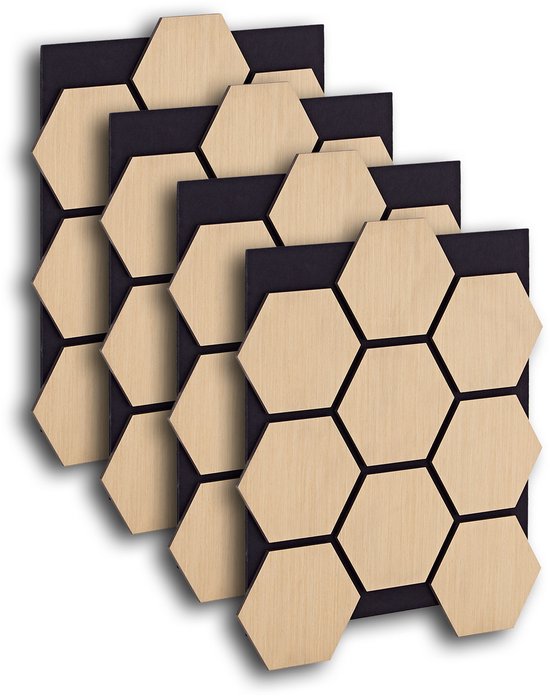 Panneau acoustique Homestyle4u - 4 pièces - naturel - hexagonal