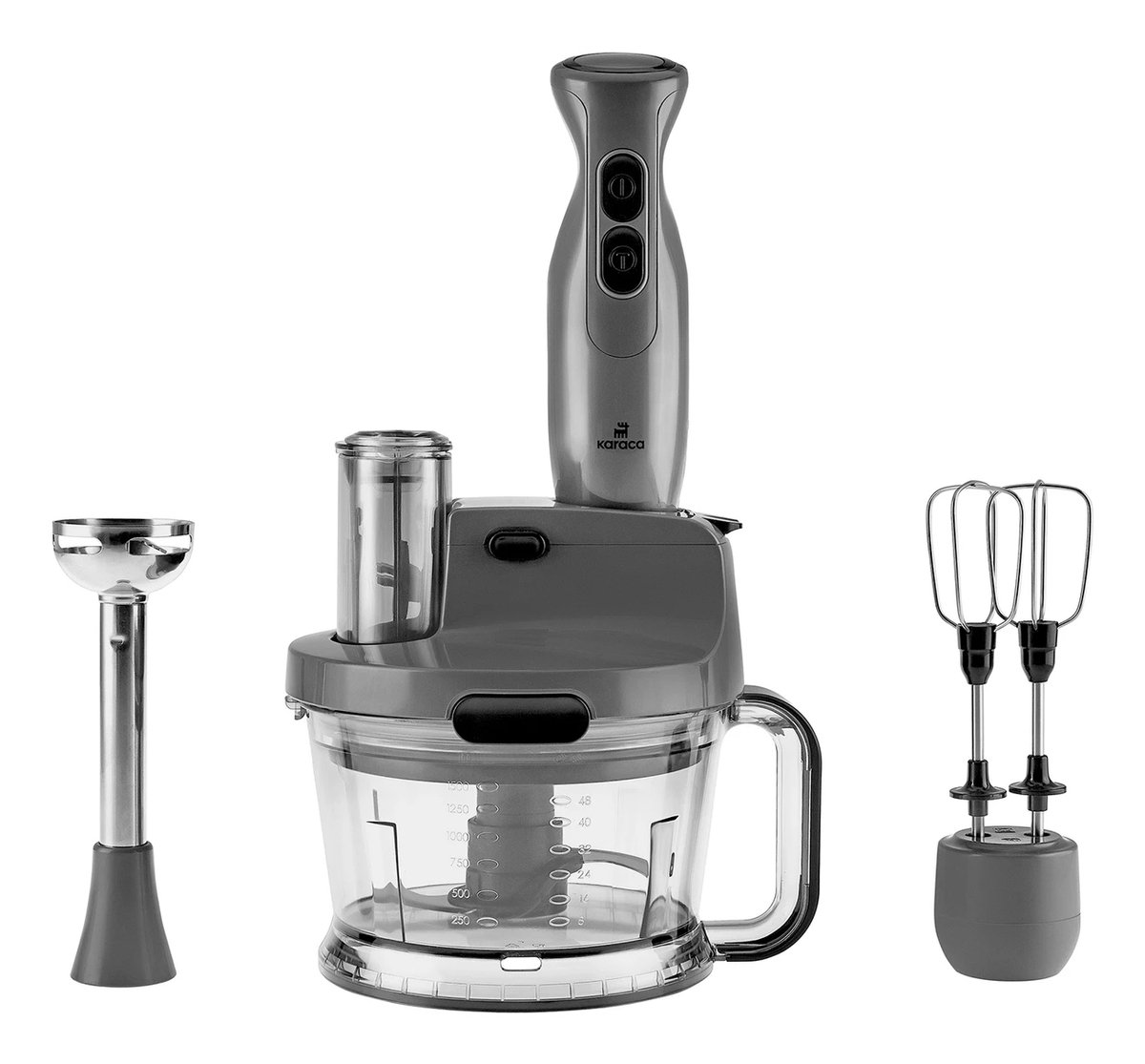 Karaca Pro-Multimax - Keukenrobot – 2000 W – Grijs – Multifunctionele Foodprocessor