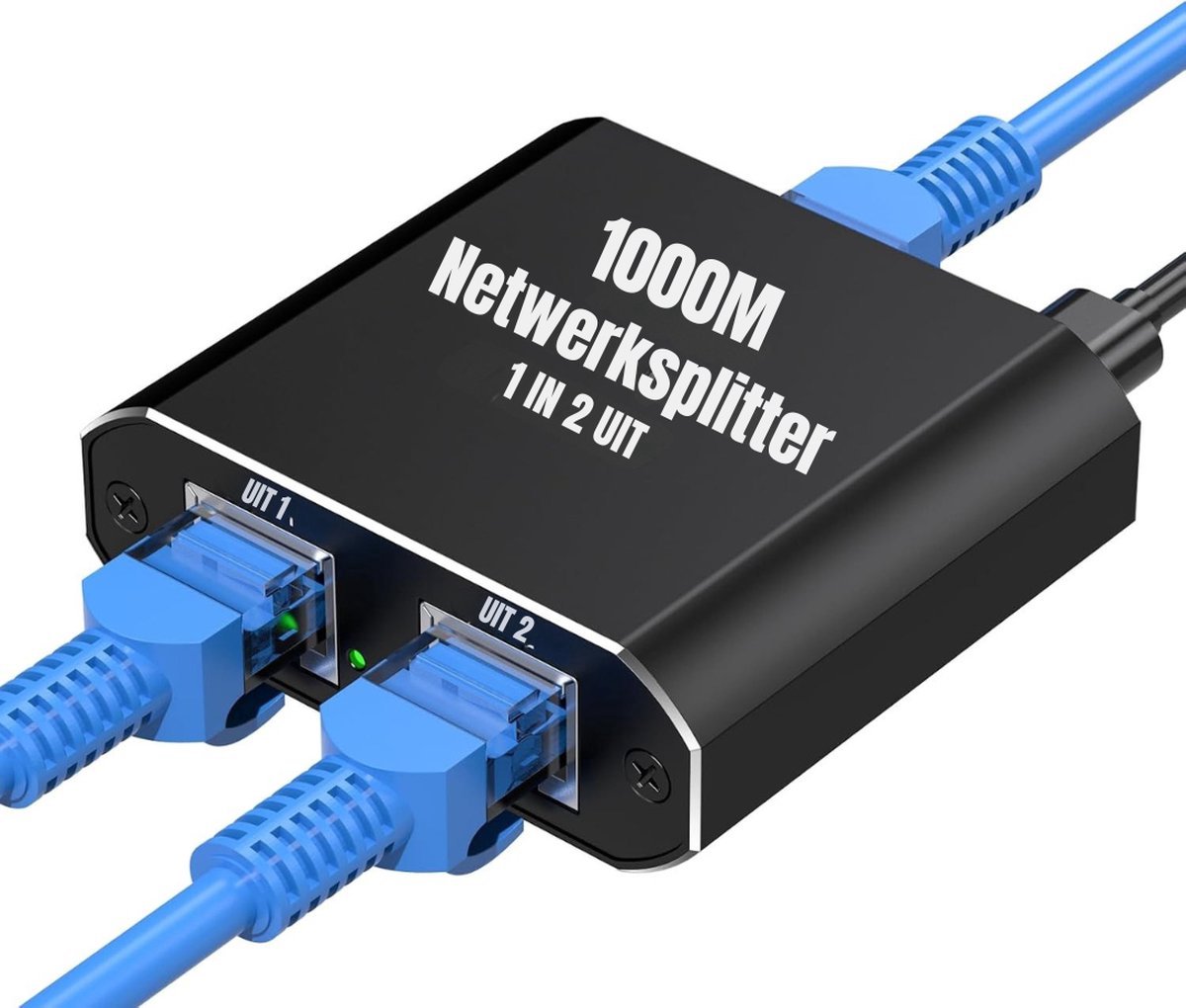 Thuys – Internet Splitter – Netwerk Spiltter – Internetkabel – 6 x 6 x 2cm – Zwart