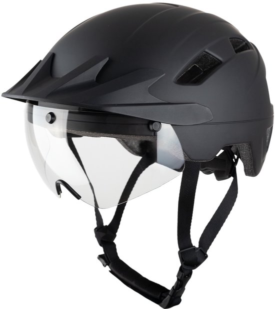 VINZ Danube Speed Pedelec Helm / Snorscooter Helm / E-bike helm / Fietshelm | LED Licht | NTA 8776 & EN1078 | Incl. 2 Verwisselbare Vizieren | Mat Zwart