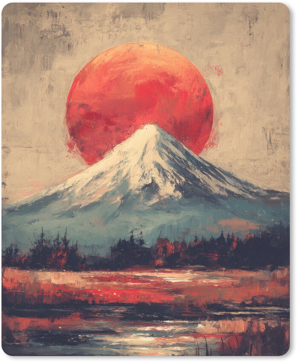 Muismat 19x23 cm - Mousepad Bergtop - Sneeuw - Zon - Muismatten