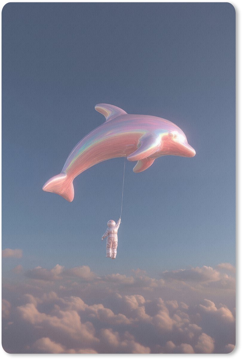 Muismat 18x27 cm - Mousepad Dolfijn - Roze - Astronaut - Muismatten