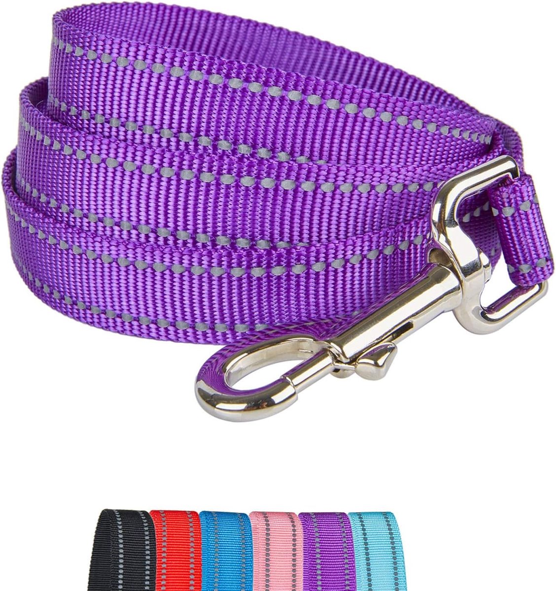 Sterke reflecterende hondenriem met comfortabele grip en D-ring voor middelgrote honden