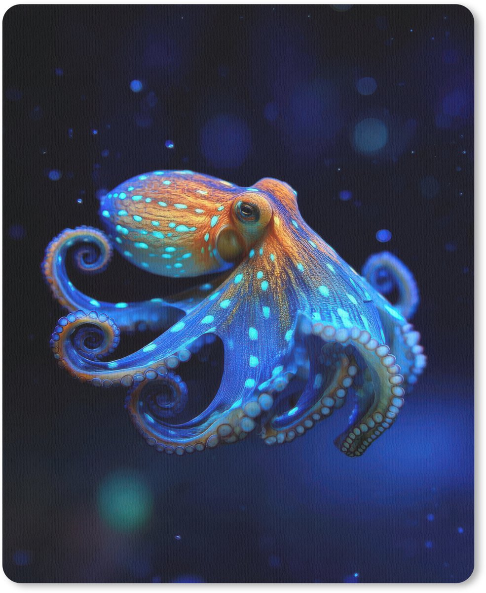 Muismat 19x23 cm - Mousepad Octopus - Stippen - Blauw - Zee - Muismatten