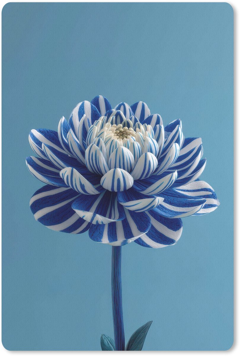 Muismat 18x27 cm - Mousepad Bloem - Blauw - Bloemblaadjes - Streepjes - Muismatten