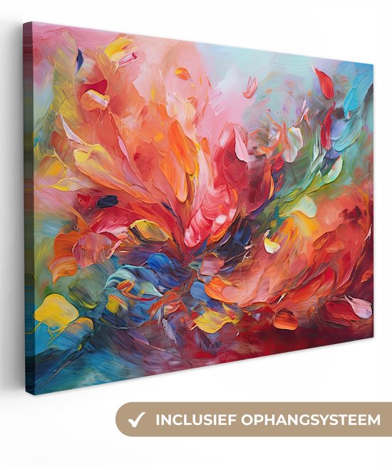 Tableau huile sur toile - Art - Abstrait - Coloré - 160x120 cm - Décoration murale XXL