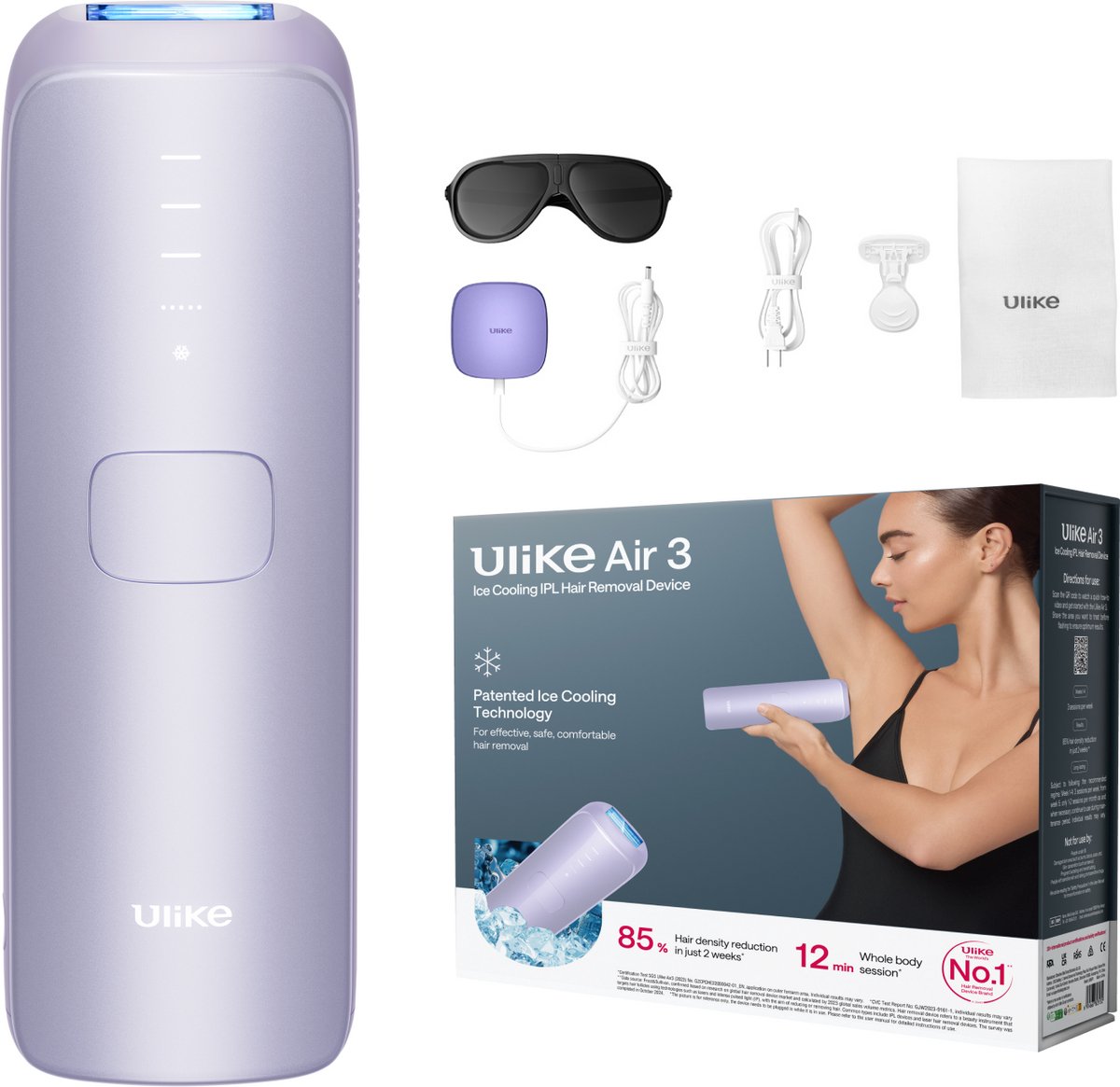 ULIKE - Air 3 - Provence Purple - Laser Ontharing Apparaat - IPL Ontharing voor Vrouwen en Mannen met Saffier Ice Cooling - Bijna pijnloos - Langdurige Resultaten voor Gezicht en Lichaam - Geschenkdoos