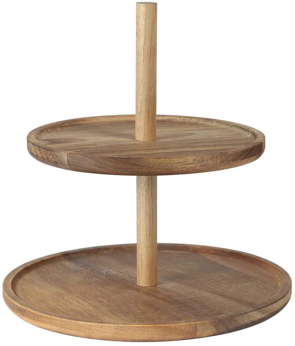 Ibenzoa® Twee-laags houten presenteerschaal voor stijlvolle diners en recepties