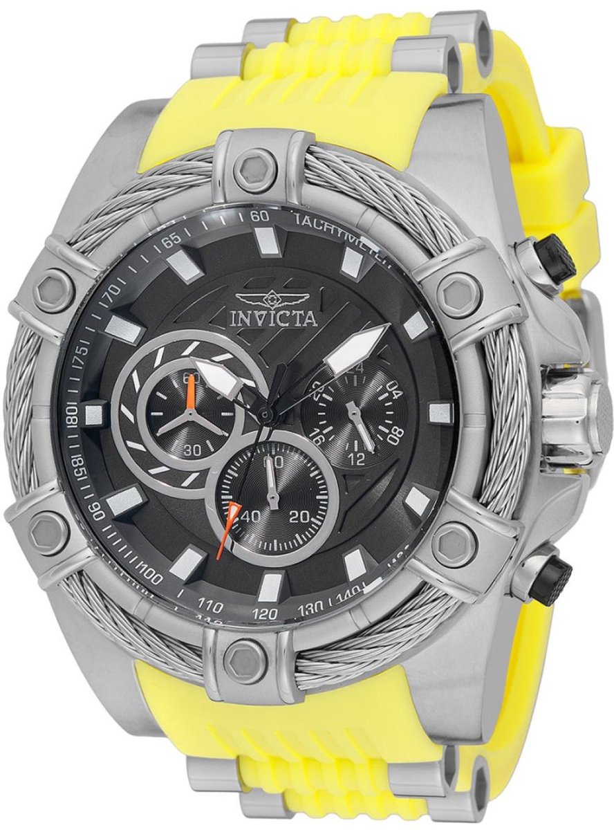 Invicta Bolt 49811 Heren Horloge - Waterdicht - Analoog - Quartz Uurwerk - Roestvrij Staal met grijze Wijzerplaat - 52mm