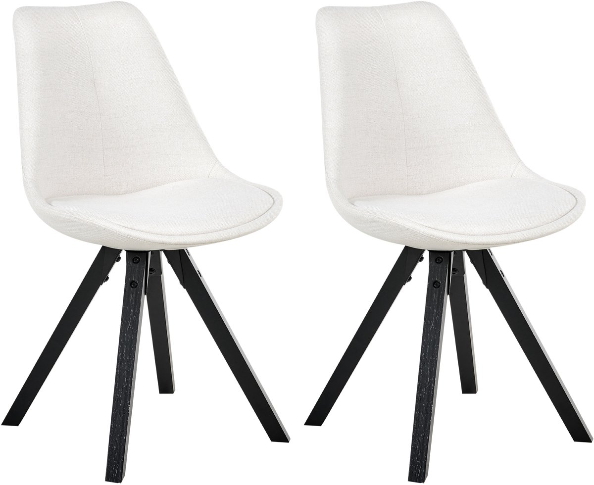 HEDLEY - Eetkamerstoel set van 2 - Gebroken wit - Polyester
