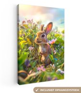 Peinture sur toile 80x120 cm - Décoration murale chambre d'enfant Lapin - Animaux - Nature - Décoration murale murale chambre bébé - Décoration chambre garçon et fille - Accessoires Bébé - Peintures