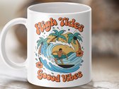 Tasse High Tides, Goood Vibes, Tasse Surfer, Tasse Rétro, Tasse Summer Vibes, Tasse Tropicale, Cadeau pour Surfeurs, Tasse Vintage Style