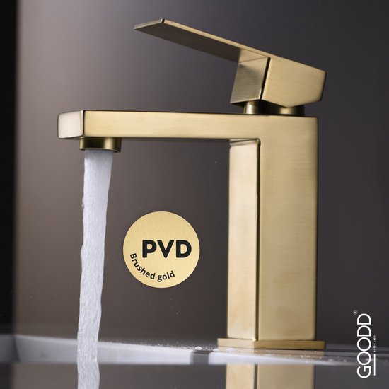 GOODD® - Wastafelkraan - Brushed Gold – PVD – Designkraan - Goud - Rvs