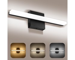 Spiegellamp voor de badkamer - 40 cm, 3000-6000 K, met kleurtemperatuurregeling, led-badkamerlamp voor spiegel, spiegellamp met acrylkap, energiebesparend en duurzaam, wandlamp voor een gezellige sfeer
