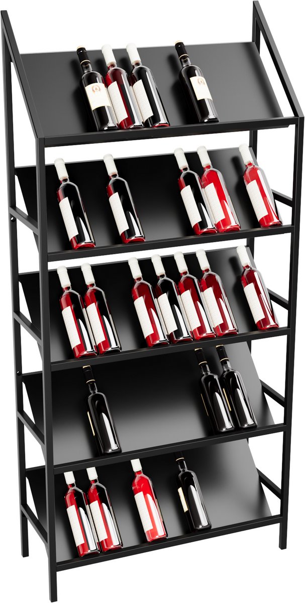 MetaloPro Wijnrek Bordeaux – Zwart Metalen Flessenrek Voor 50 Wijnflessen, Robuust Design, Ideaal Voor Keuken, Kelder Of Bar – 170x80x30cm