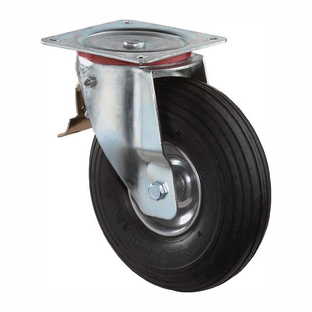 Zwenkwiel BS met opschroefbare plaat en rem Rubber luchtwiel Roll...