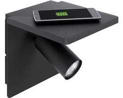 EGLO Ciglie Wandlamp - Draadloos Telefoon opladen - Zwart - GU10