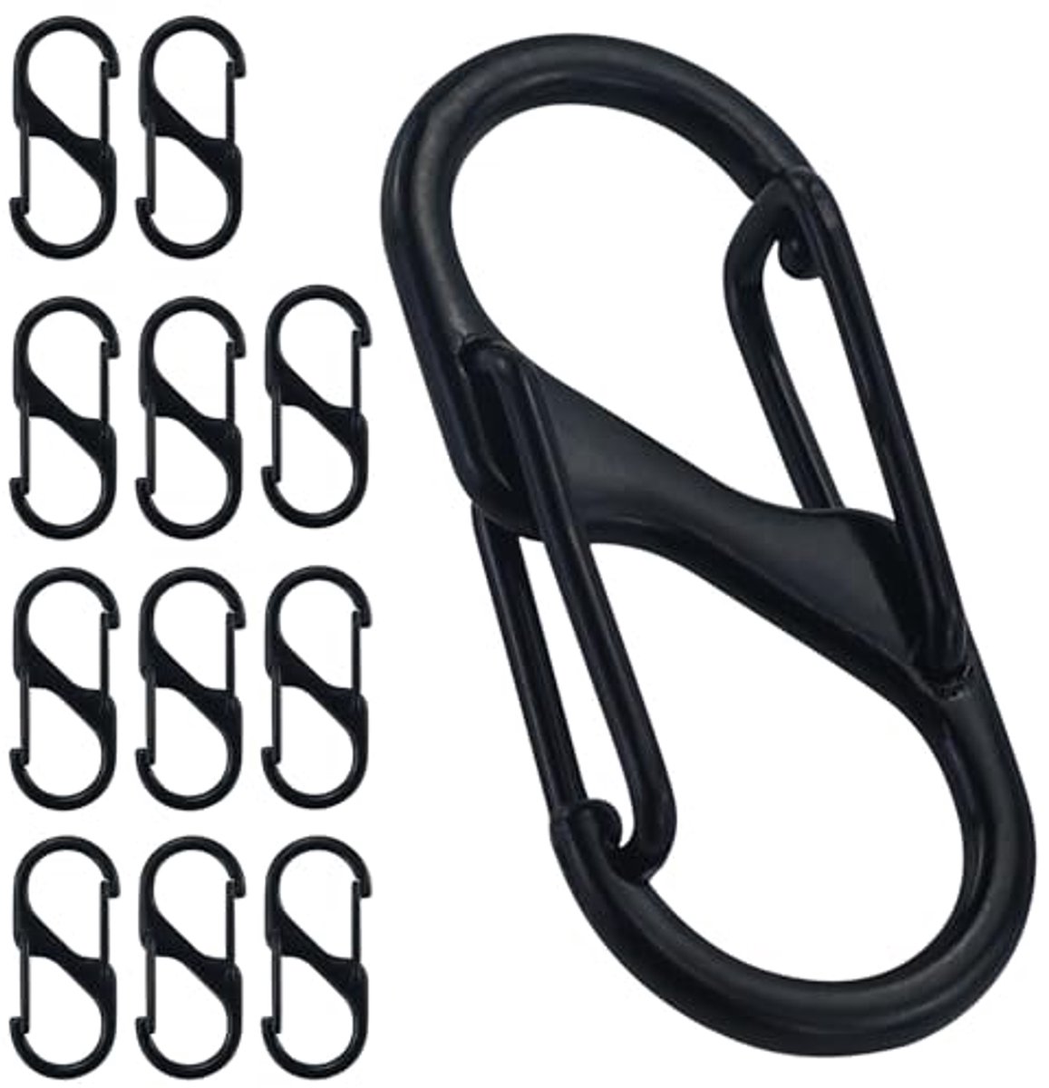 12 Mini S-karabijnhaken voor Outdoor en Camping - Set van 12 Metalen dubbelzijdige Haken - Geschikt voor Wandelen en Thuisgebruik