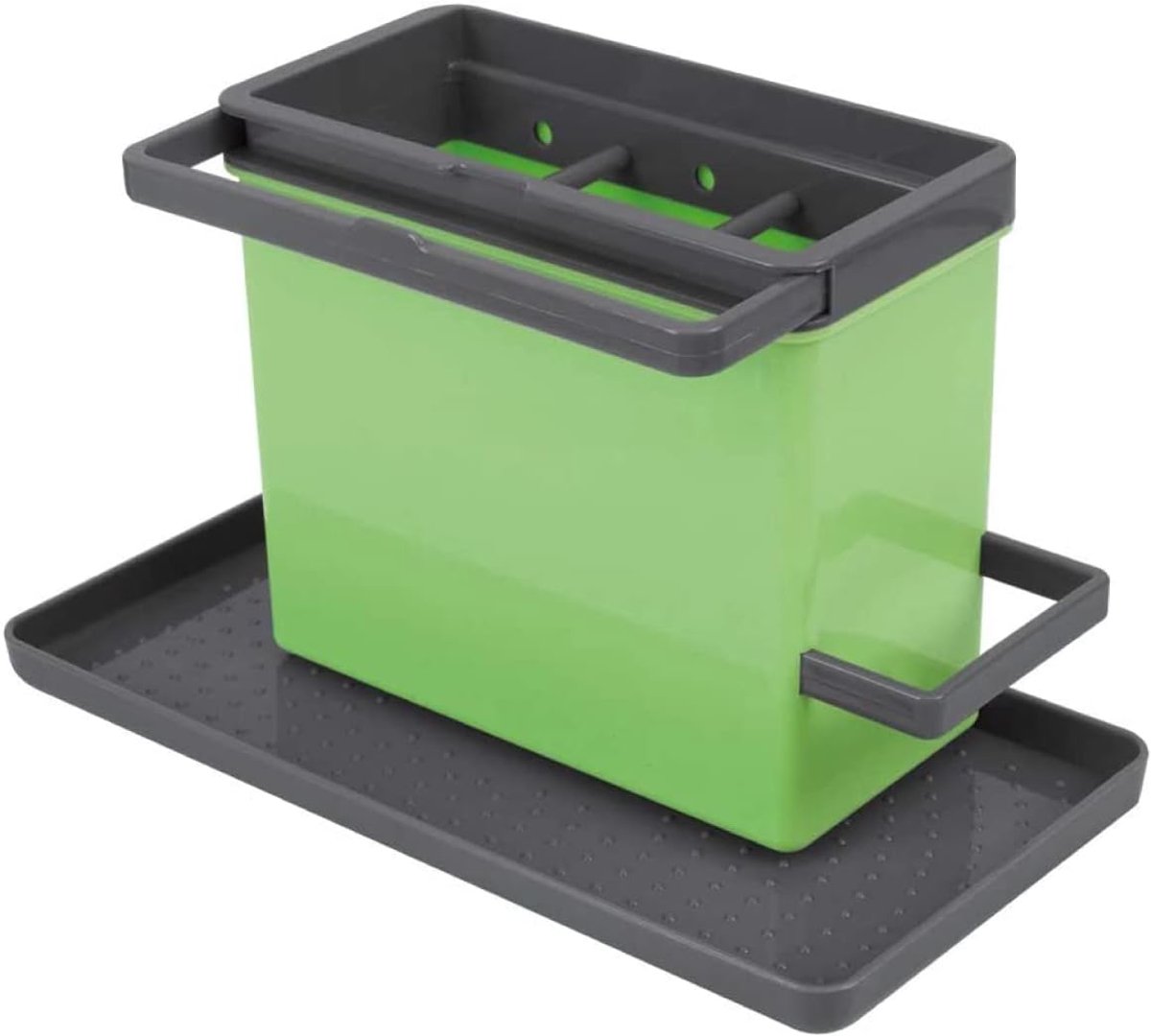 Gootsteenorganizer kunststof ABS - groen/grijs, 24 x 13 x 14 cm