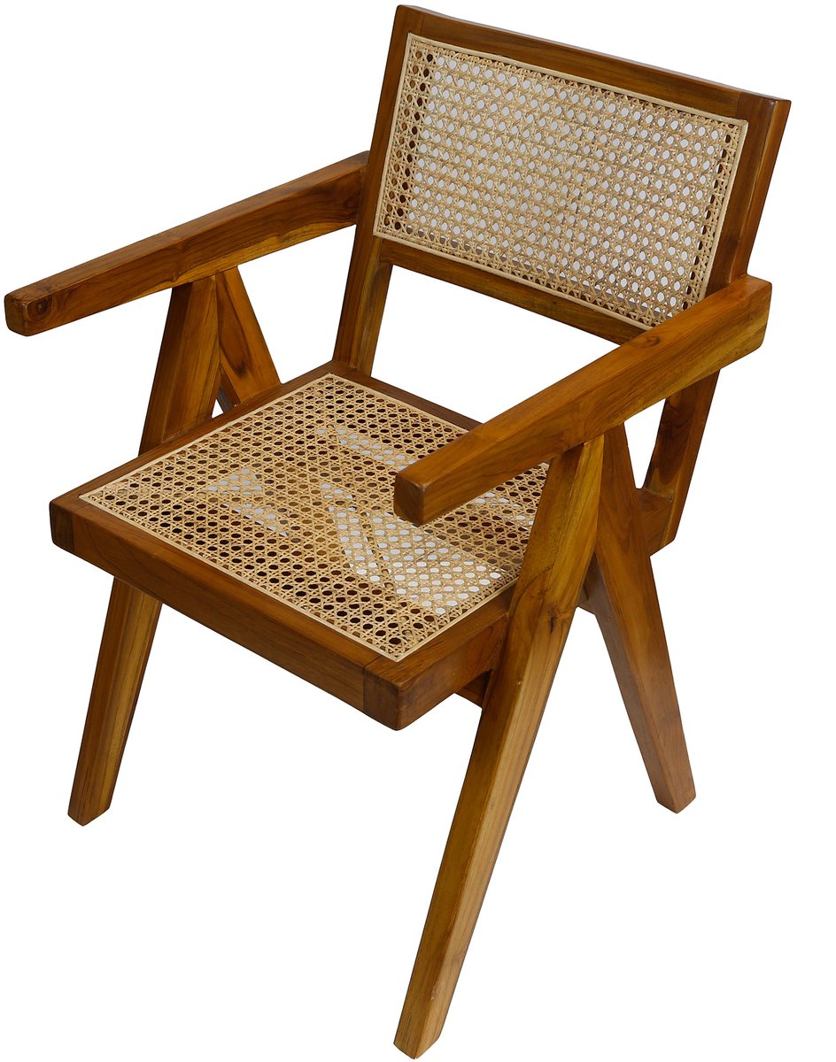 Teakhouten rotan fauteuil Nico