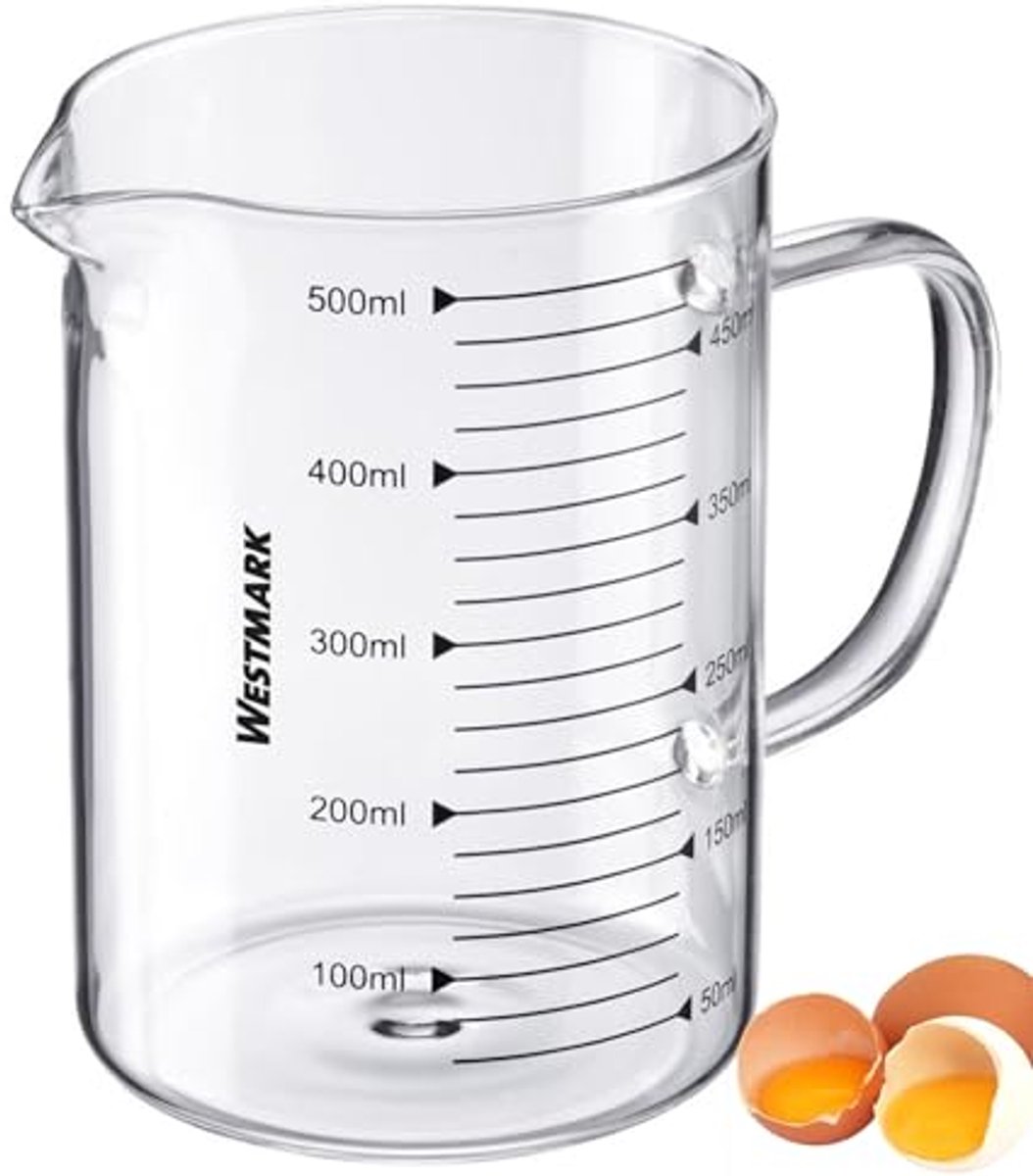 Glazen Maatbeker 0,5 Liter - Magnetronbestendig en Temperatuurbestendig